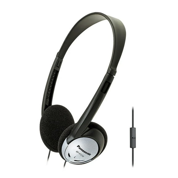 Panasonic On-Ear Headphones with Microphone, XBS for Deep Bass, Black and Silver, RP-HT21M, RP-HT21M
