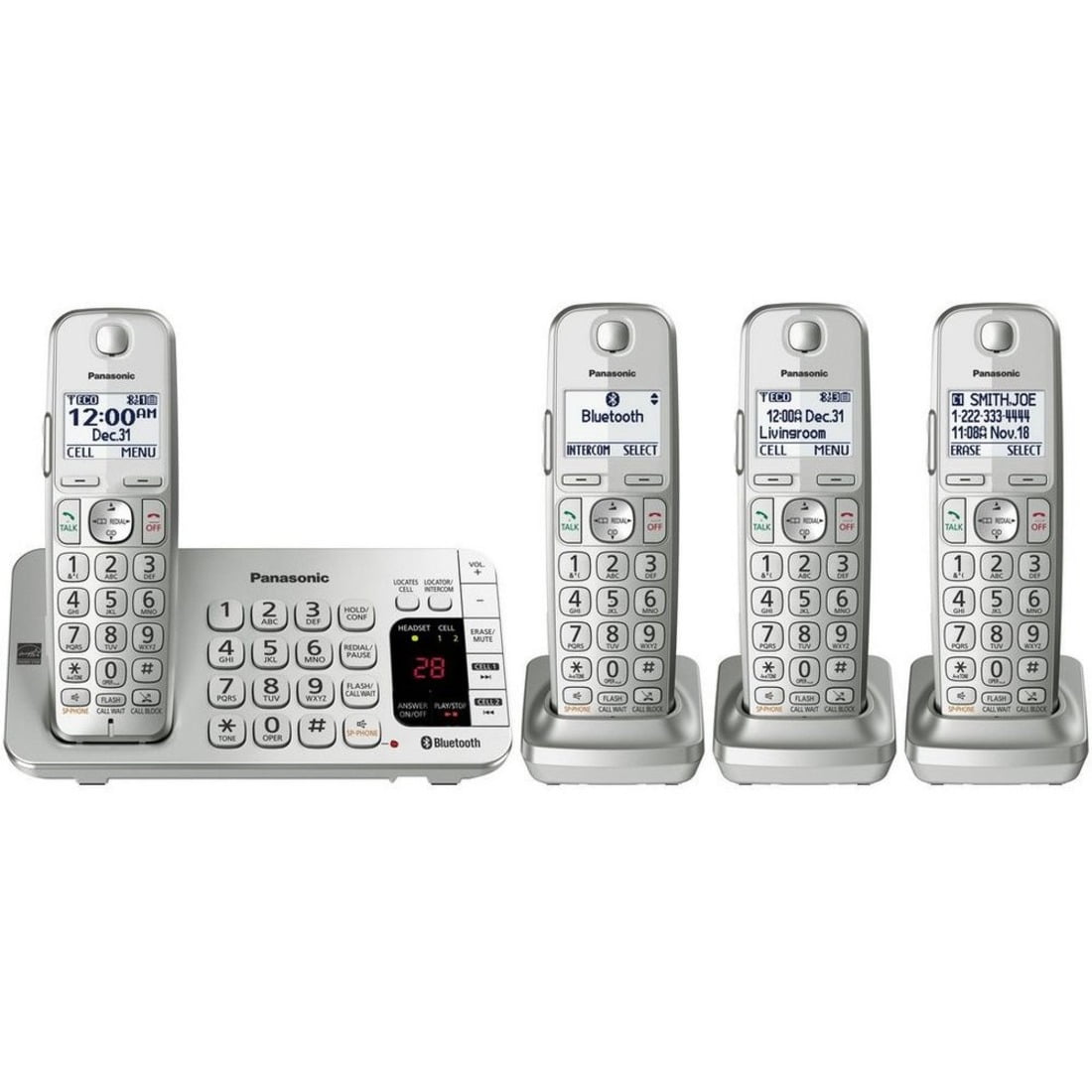 Panasonic Link2Cell KX-TGE474S DECT 6.0 1.90 GHz Cordless Phone, Silver 
