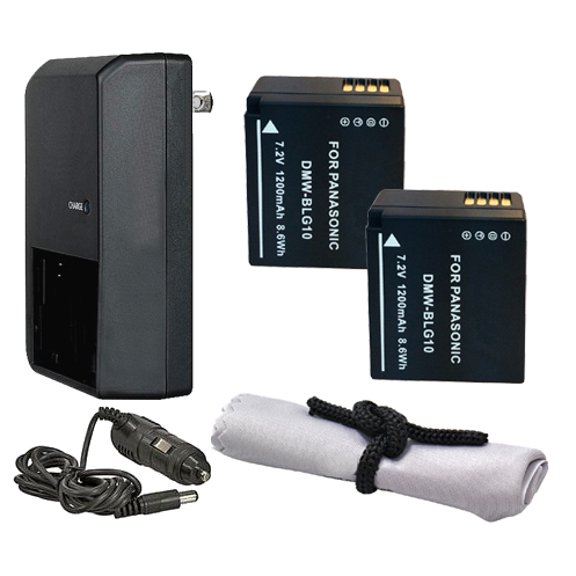 Panasonic Lumix DC-GH5 High Capacity 'Intelligent' Batteries (2 Units) + AC/DC Travel Charger + Nw Direct Microfiber Cleaning Cloth.