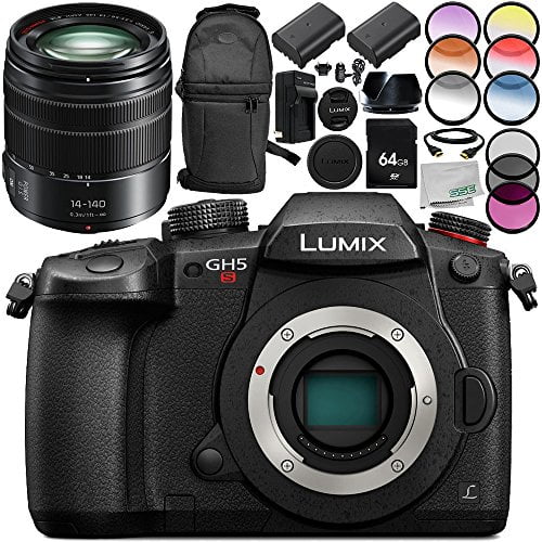 Panasonic Lumix DC-GH5S Mirrorless Micro Four Thirds Digital Camera with G Vario 14-140mm f/3.5-5.6 ASPH. POWER O.I.S. Lens 14PC Accessory Bundle Includes 64GB SD Memory Card + MORE