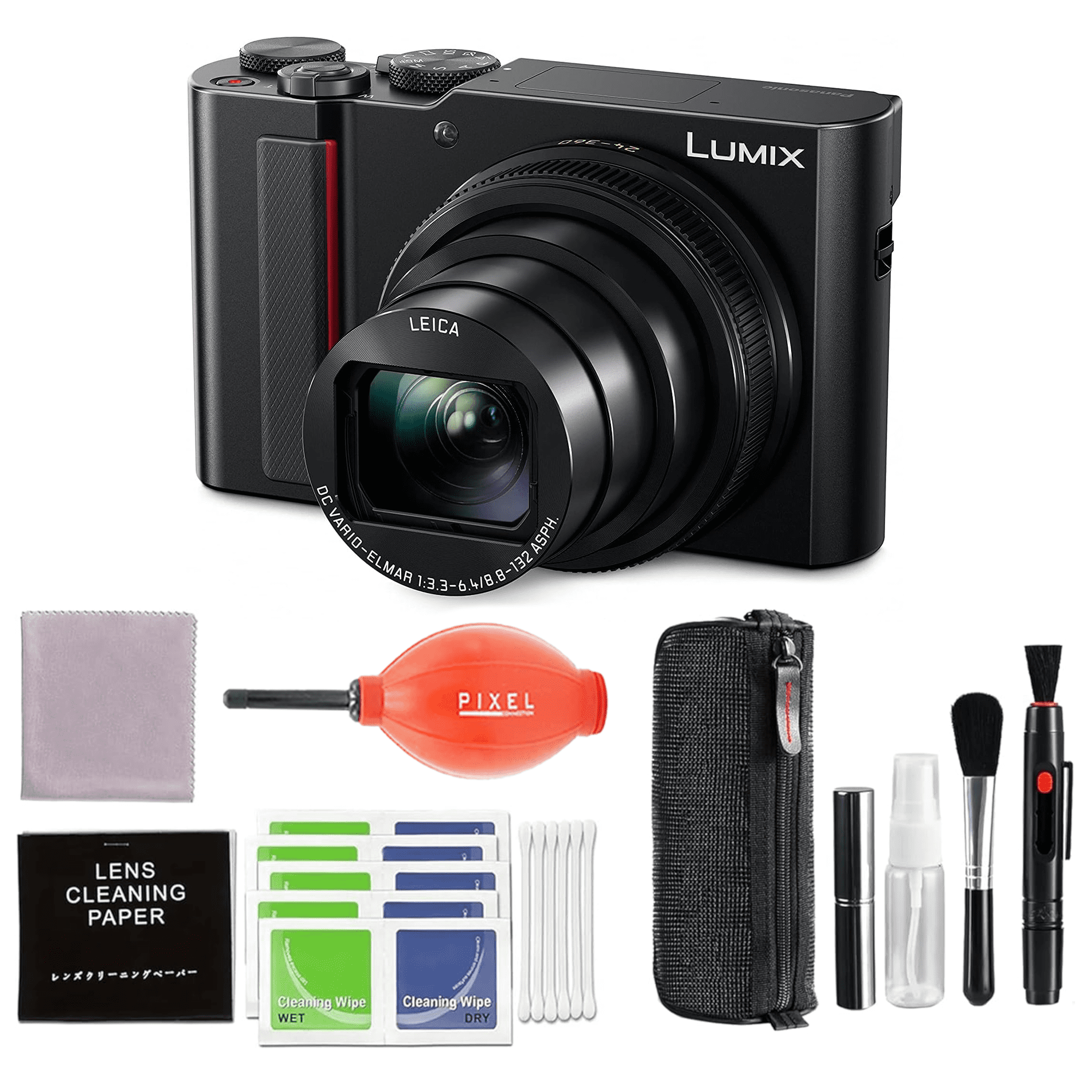 Panasonic Lumix DCZS200D Digital Camera (Black) with Pixel Advance