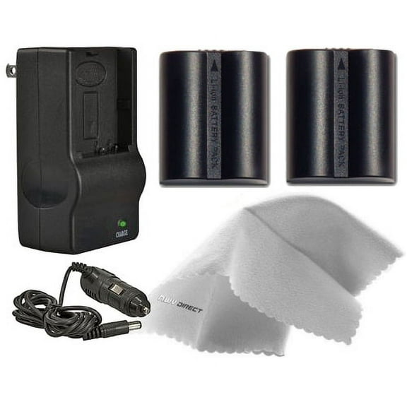Panasonic Lumix DMC-FZ50 High Capacity Batteries (2 Units) + AC/DC Travel Charger + Nwv Direct Microfiber Cleaning Cloth.