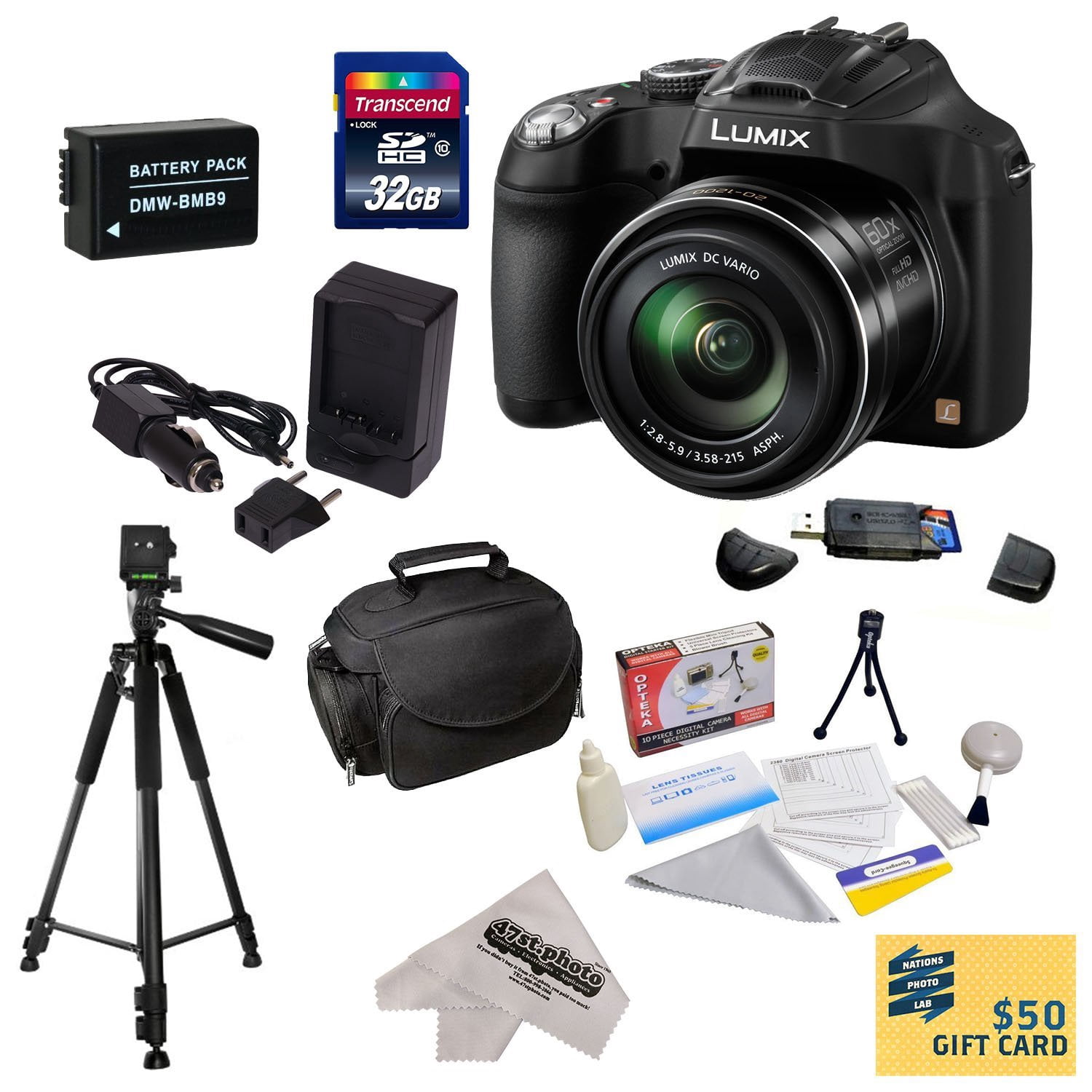 Panasonic Lumix DMC-FZ70 Digital Camera with 3-Inch LCD With 32GB