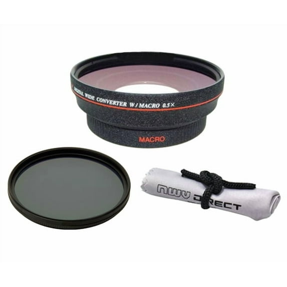Panasonic Lumix DMC-GM5 HD (High Definition) 0.5x Wide Angle Lens With Macro + 82mm Circular Polarizing Filter + Nw Direct Micro Fiber Cleaning Cloth + (Rings 37, 46, 52, 62 & 67)