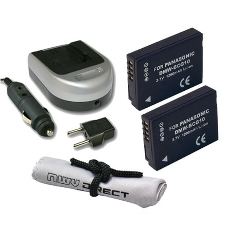 Panasonic Lumix DMC-ZS5S High Capacity ID Secured Batteries (2 Units) + AC/DC Travel Charger + Nwv Direct Microfiber Cleaning Cloth.