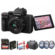Panasonic Lumix G100 4K Mirrorless Camera with 12-32mm Lens for Photo and Video Vlogging (DC-G100KK) + Filter Kit + 64GB Card + Card Reader + Bag + Cleaning Kit