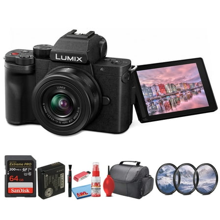 Panasonic Lumix G100 4K Mirrorless Camera | 20.3 MP | 12-32mm Lens | 64GB SD Card Pro Kit