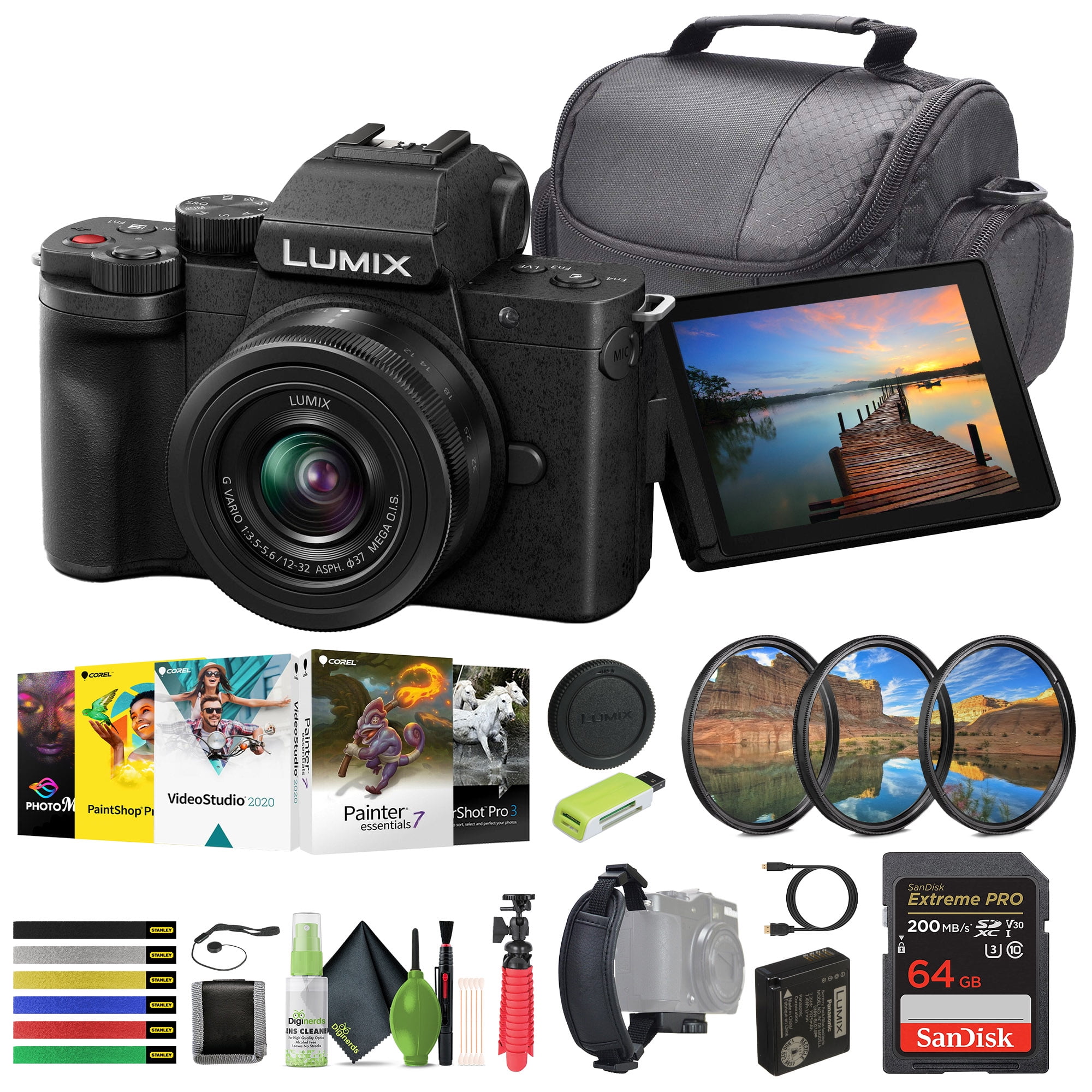 Panasonic Lumix S5 II Mirrorless Camera with 20-60mm Lens (DC-S5M2KK) +  64GB Memory Card + Filter Kit + Color Filter Kit + Corel Photo Software +  DMW-BLK22 Battery + Bag + Charger + More 