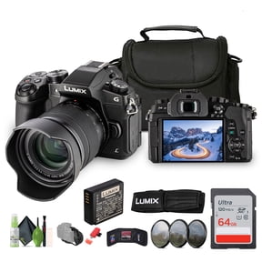 Panasonic Lumix G85 Mirrorless Camera with 12-60mm Lens + 64GB Extreme PRO UHS-I SDXC Memory Card + Professional 3 Piece Filter Kit, 58mm + USB Card Reader, SD/microSD + More