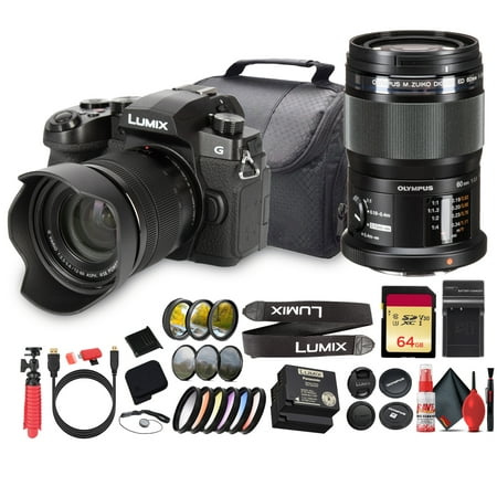 Panasonic Lumix G97 Mirrorless Camera + 12–60mm Lens | 20.3MP MFT Sensor | 4K Video (DC-G97MK) + Olympus 60mm Macro Lens + 64GB Memory Card + Extra Battery + More