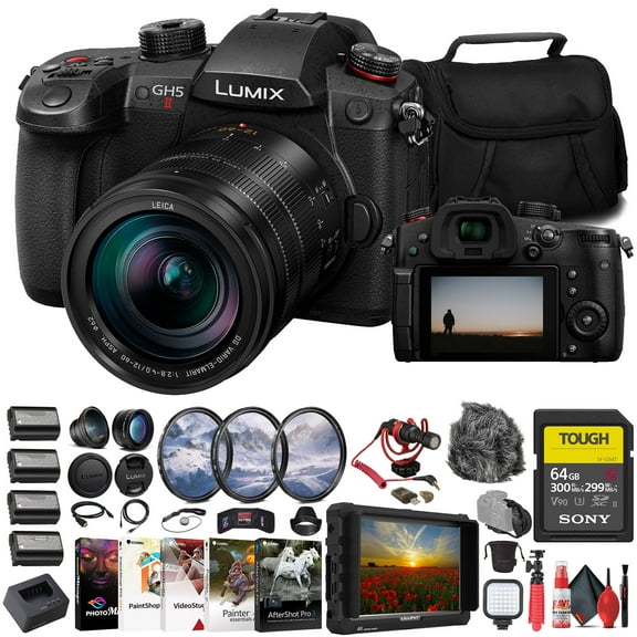 Panasonic Lumix GH5 II Mirrorless Camera with 12-60mm Lens, 4K Video + 4K Monitor & Bundle