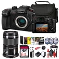 thumbnail image 1 of Panasonic Lumix GH5 II Mirrorless Four Thirds Camera with Added Olympus 12-60mm Lens + 64 GB Memory Card + P-Bank Battery + Carry Case + Cleaning Kit + Art Studio Software + More, 1 of 8