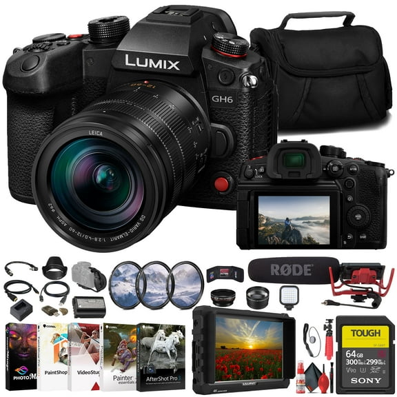 Panasonic Lumix GH6 Mirrorless Camera with 12-60mm F2.8-4 Lens, 5.7K Video + 4K Monitor
