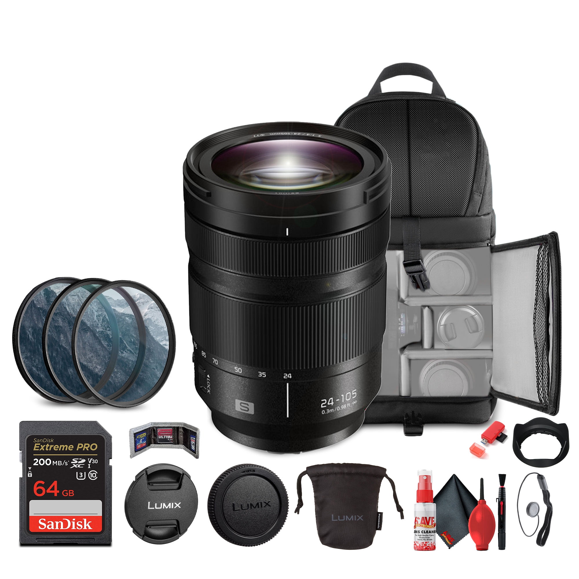 Panasonic Lumix S 24-105mm f/4 Macro O.I.S. Lens Bundle with
