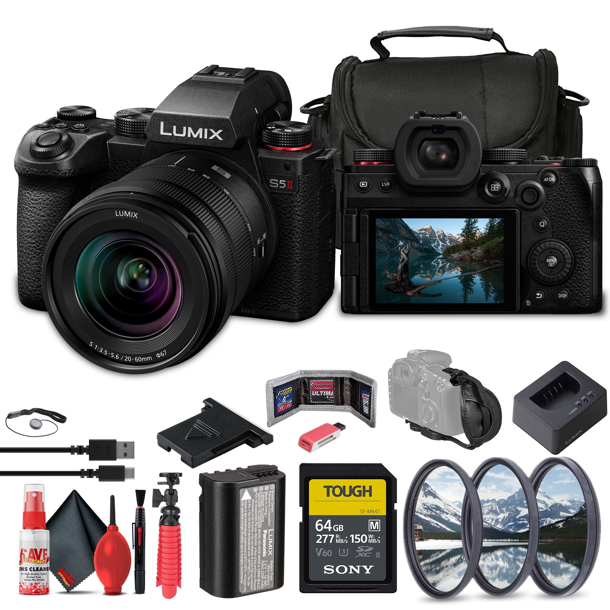 Panasonic Lumix S5 II Camera with 20-60mm Lens, 64GB Card, Filter