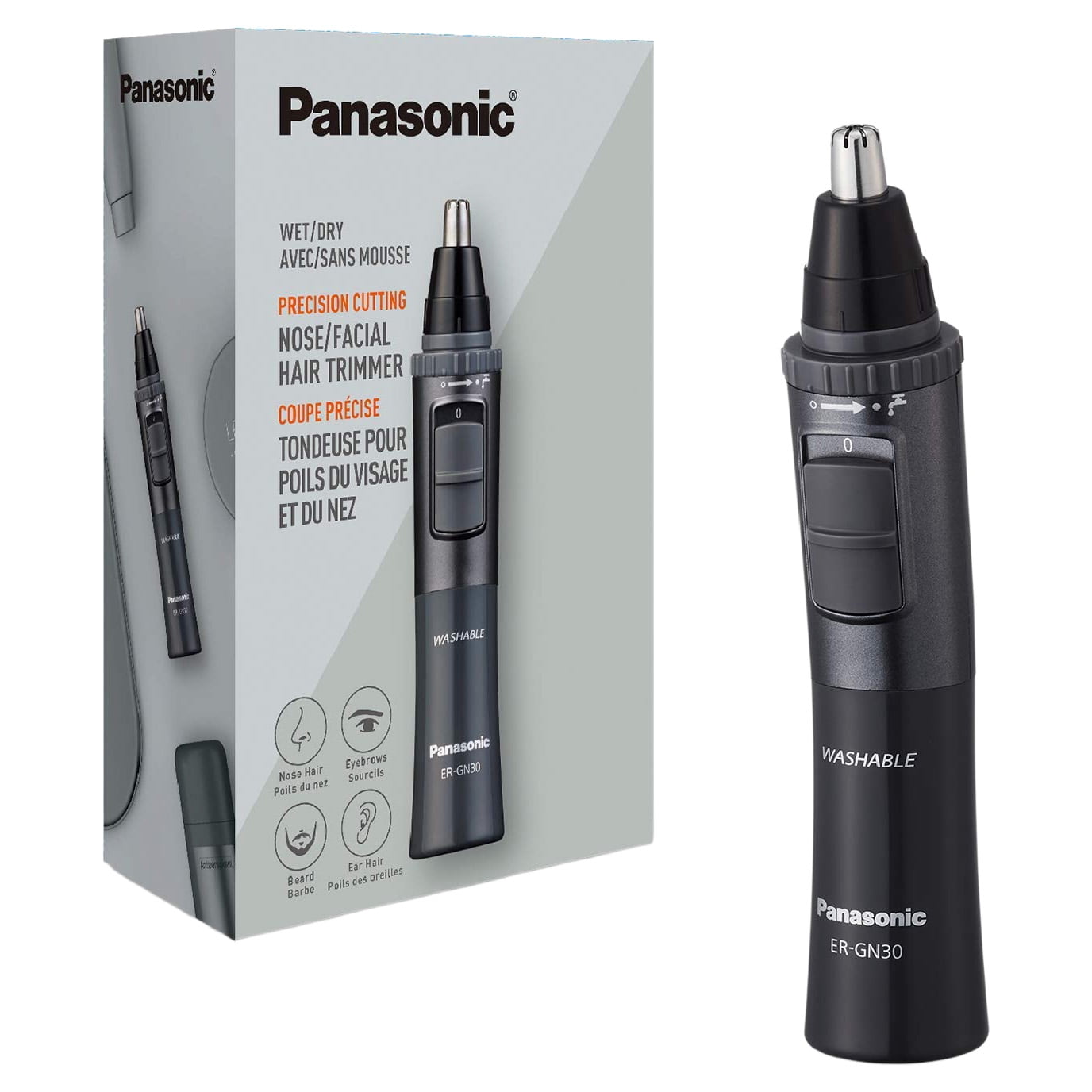Panasonic Menâ€™s Ear and Nose Hair Trimmer, Wet Dry Hypoallergenic Dual Edge Blade - ER-GN30-H