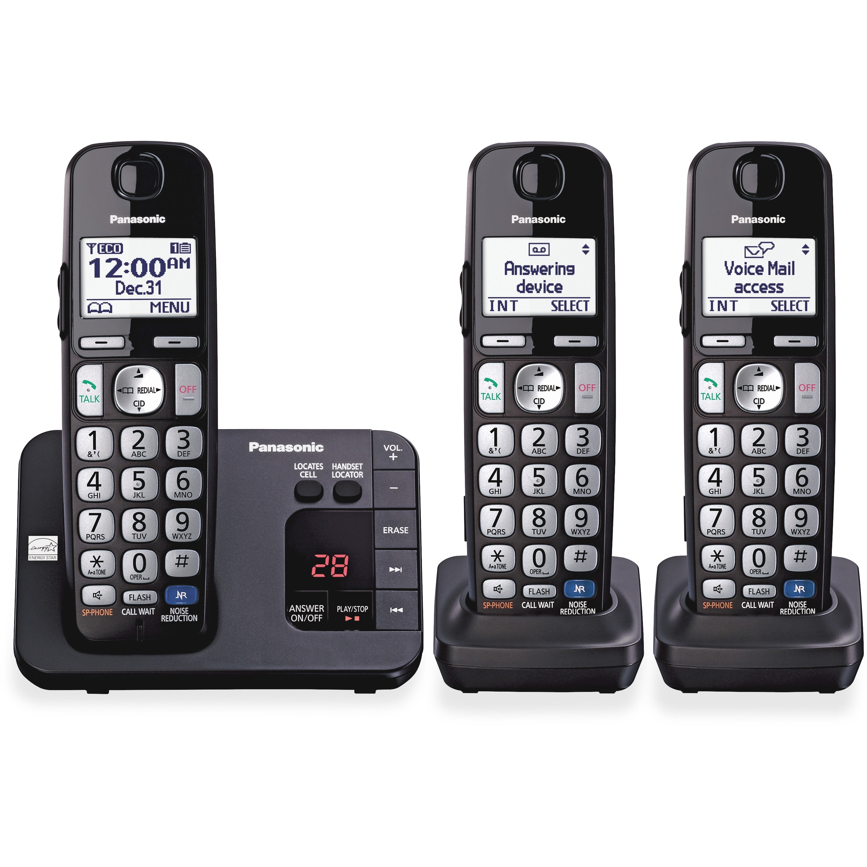Panasonic, PANKXTGE233B, KXTGE233B Digital Cordless Answ. System, 1, Black