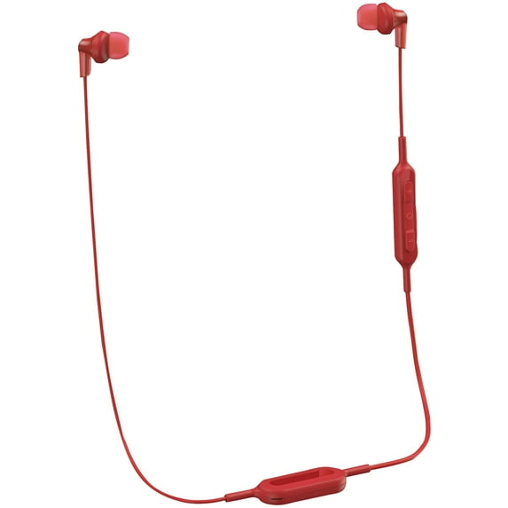 Panasonic RP-HJE120B-R ErgoFit In-Ear Earbud Headphones with Bluetooth (Red)