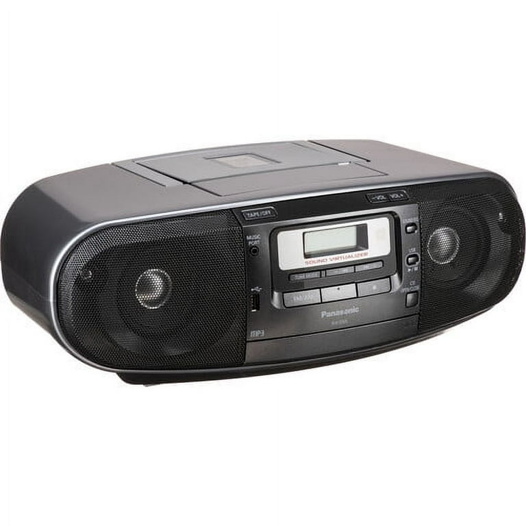 Panasonic RX-D55GC-K Boombox - High Power Portable Stereo AM/ FM Radio, MP3  CD, Tape Recorder with USB & Music Port High Quality Sound with 2-Way  4-Speaker (Black) 