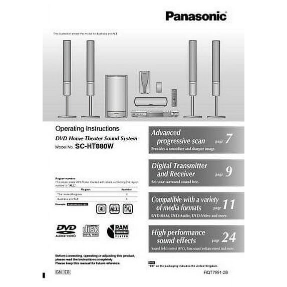 Panasonic SA-HT880W Home Theater System Owners Instruction Manual REPRINT
