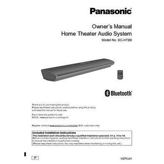 Instruction Manual ONLY for Panasonic SC-HTB8 Home Theater System Owners Instruction Manual REPRINT