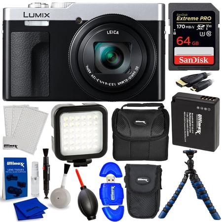 Panasonic TZ99/ZS99 DC-TZ99E-S Digital Camera with 12-Piece Accessory Bundle, Silver