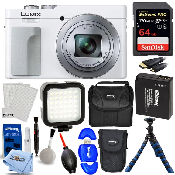 Panasonic TZ99/ZS99 Digital Camera (White) - 12PC Accessory Bundle