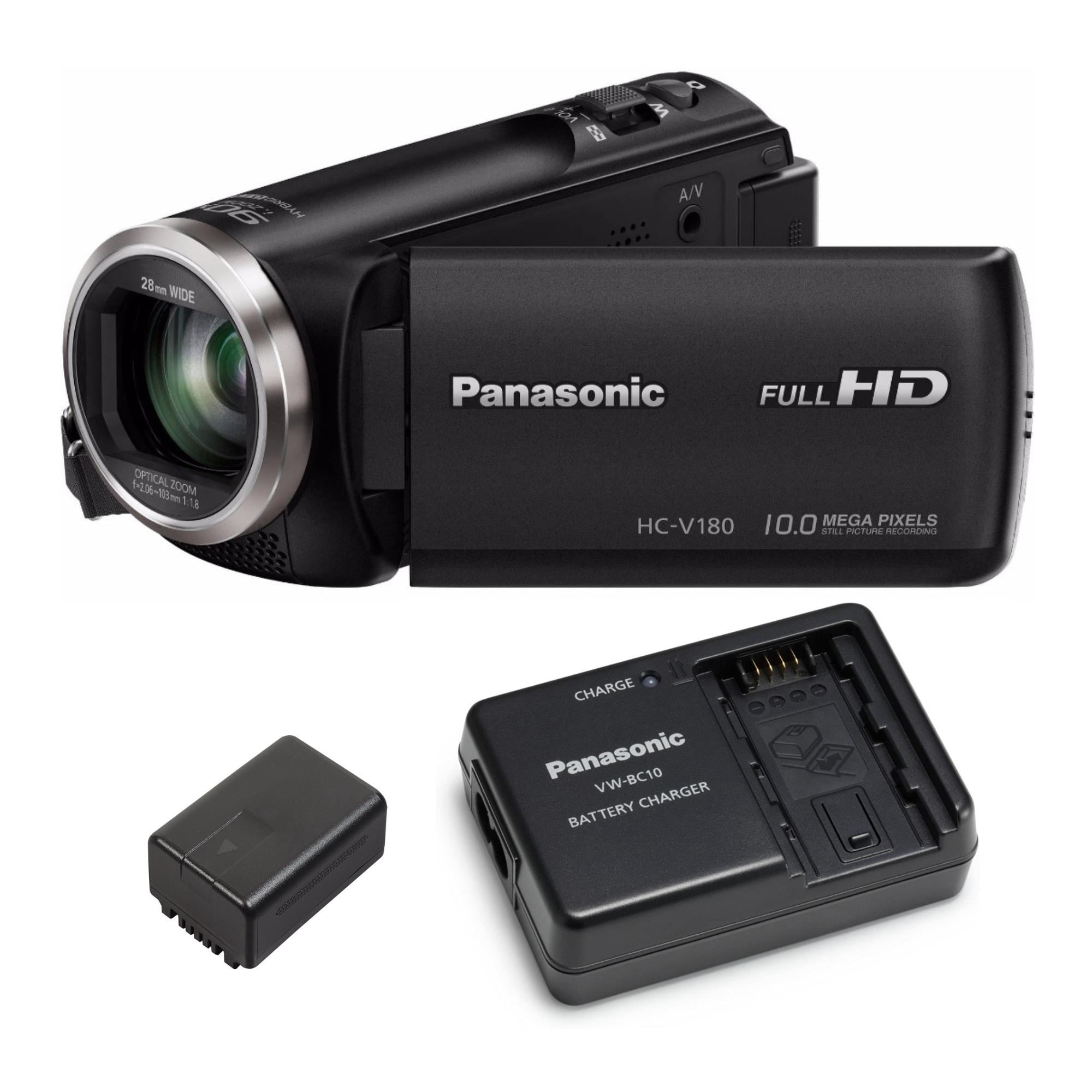Panasonic V180 Full HD 1080p Camcorder with Battery Charger Travel