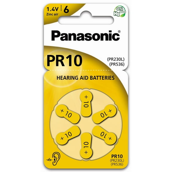 Panasonic Zine Air PR10 Size 10 Ultra-Compact Lightweight Hearing Aid Battery