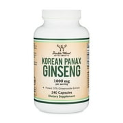 Panax Ginseng Korean Red Variety 4 Month Supply 240 Vegan Capsules - 1,000mg per Serving for Mood, Cognitive Function, Energy and Stress by Double Wood Supplements