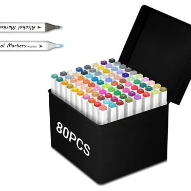 Panbear Alcohol Double-Ended Art Markers Set Dual Point, Assorted Colors, 80 Counts