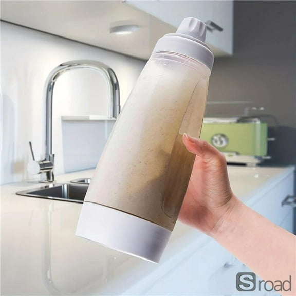 Pancake Batter Dispenser Bottle With Blender Ball & Whisk, 2-in-1 Squeeze Container For Baking Pancakes, Cupcakes, Muffins, Crepes,white