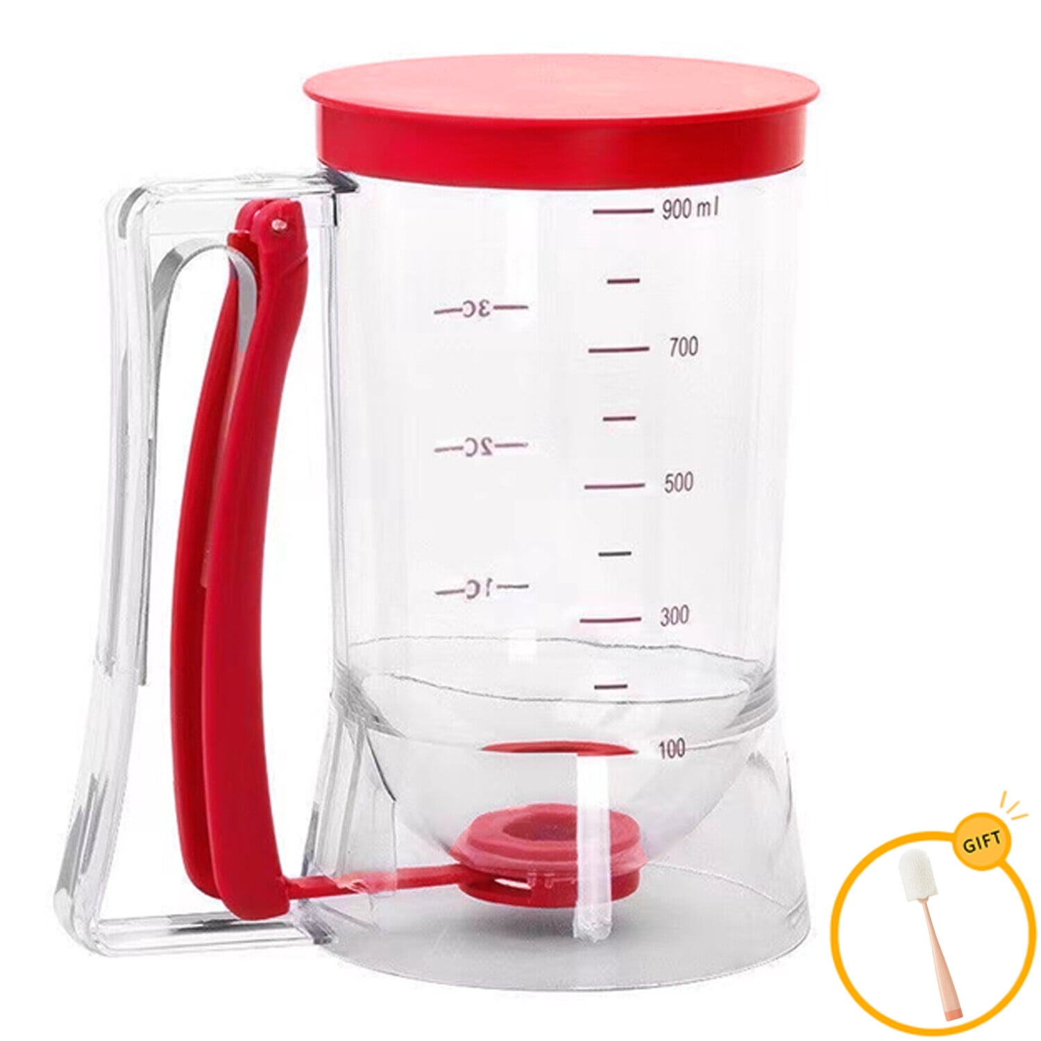 Toparad Pancake & Cupcake Batter Dispenser - 900ml (4 Cup) Measuring Funnel With Quick-Release Handle