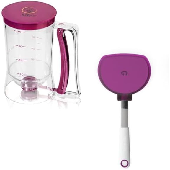 Pancake Batter Dispenser and Pancake Spatula Flipper - Perfect Baking Tool for Cupcakes, Waffles, Crepes, Cake or Any Baked Goods - Heat Resistant Wide Spatula Perfect for Pancakes