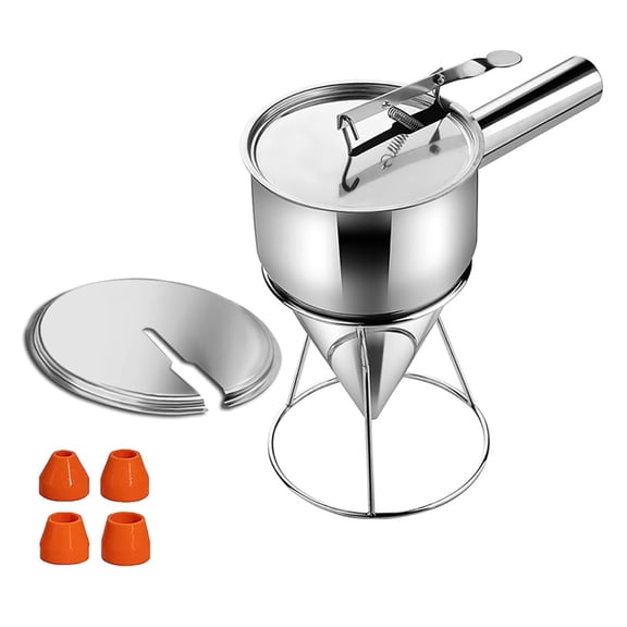 Pancake Batter Dispenser Stainless Steel Funnel Cake Tool 1200ML for Cupcake Waffles and Cakes with Adjustable Flows