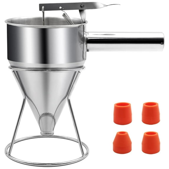 Pancake Batter Dispenser Stainless Steel Funnel Cake Tool Suitable for Cupcakes Waffles and Cakes with Adjustable Flow
