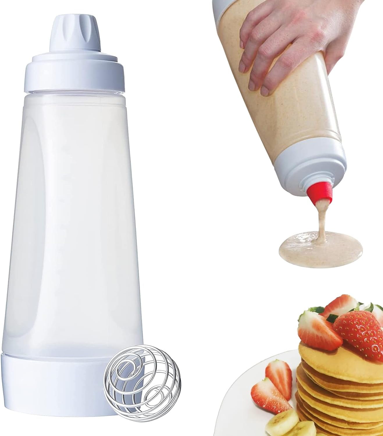 Pancake Batter Dispenser with Mixing Ball Baking Tool Pancake Press Bottle Pancake Batter Pot