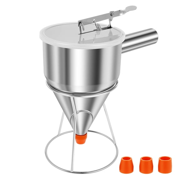 40oz Pancake Batter Dispenser, Pancake Batter Funnel with Squeeze Handle and Multi-Nozzle, Batter Dispenser for Pancakes, Waffles, Cupcakes & Baked Goods
