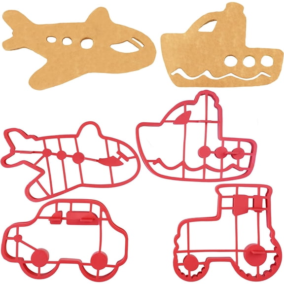 Pancake and Egg Molds - 4 Pack of Car, Train, Airplane & Rocket Ship - Reusable Silicone Pancake Non Stick Shaper Cooking Rings, FDA Food Grade, Dishwasher Safe, Fun DIY Breakfast for Kids or Adults