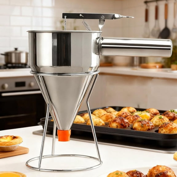 Pancake Funnel Batter Dispenser, Stainless Steel Metal Pancake Batter Dispenser