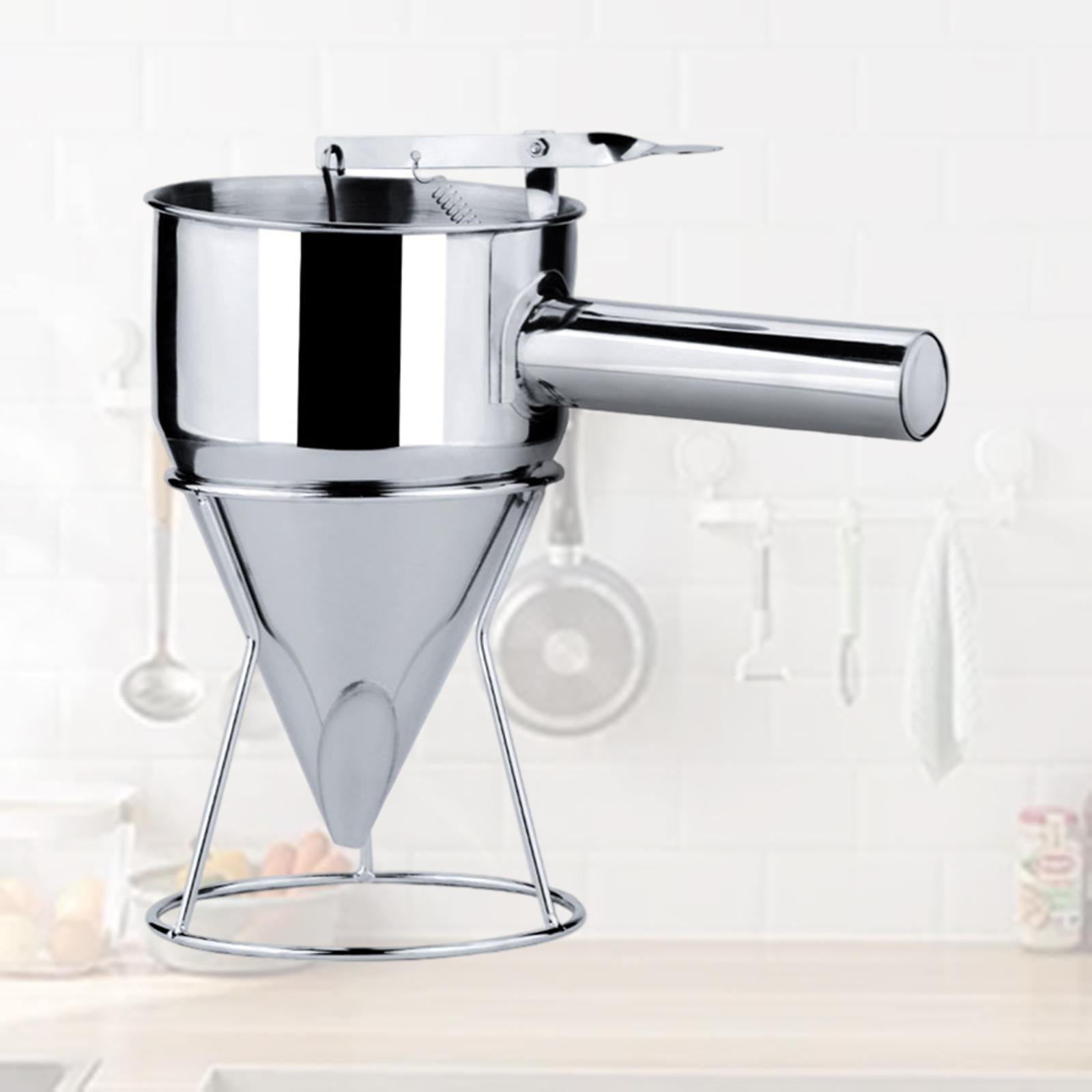 Pancake Funnel Dispenser with Rack Batter Mixer Stainless Steel Kitchen ...