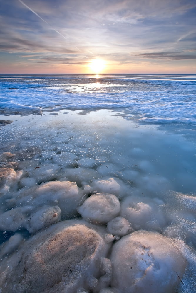 Pancake Ice And Ball Ice On Lake Winnipeg During Spring Thaw Grand Beach Provincial Park Manitoba Canvas Art - Ken Gillespie Design Pics (11 x 17)