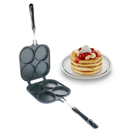 Pancake Pan Maker - Double Sided Nonstick Maker with 4 Small Circle Mould Designs for Perfect Eggs, French Toast, Omelette, Flip Jack, and Crepes