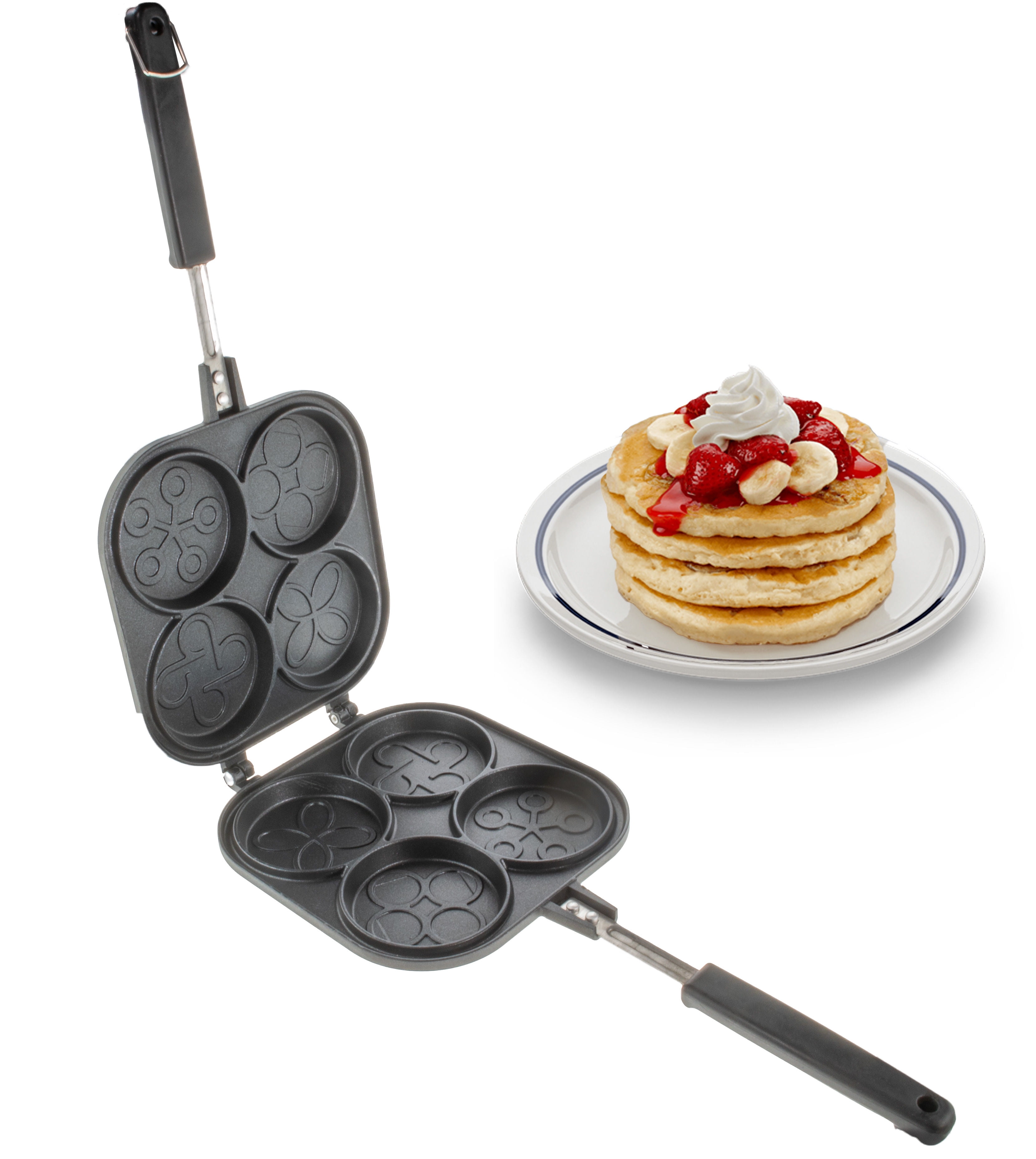 Pancake Pan Maker - Double Sided Nonstick Maker with 4 Small Circle Mould  Designs for Perfect Eggs, French Toast, Omelette, Flip Jack, and Crepes 