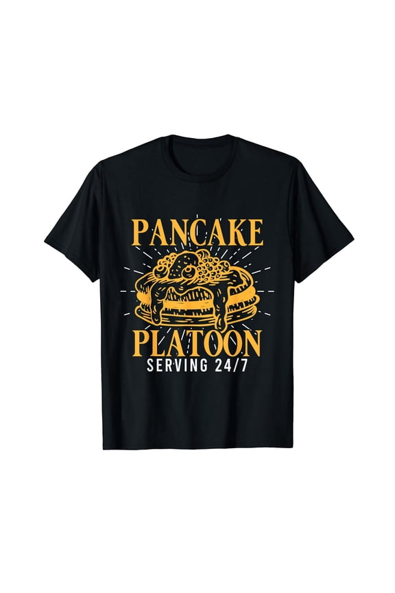 Pancake Platoon Foodie Breakfast Graphic Men Women Short Sleeve T-Shirt