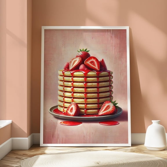 Pancake Print, Kitchen Wall Art, Preppy Wall Art, Bar Cart Print, Kitchen Decor, Retro Food Print, Dessert Wall Art UNFRAMED PAPER POSTER, Home Decor, Vintage Gift, Living Room Dercor