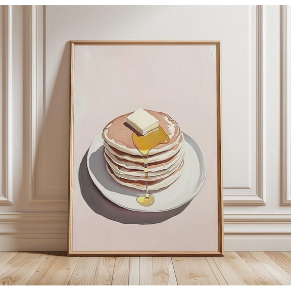 Pancake Stack Breakfast Food Illustration Minimal Kitchen Wall Art Unframed Paper Print