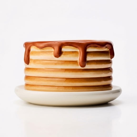 Pancake Stack Candle Holder, 3-Wick Large Pancake Shaped Candle Holder With Flowing Maple Syrup Design, Unique Housewarming Gift for Women, Kitchen Counter Decor