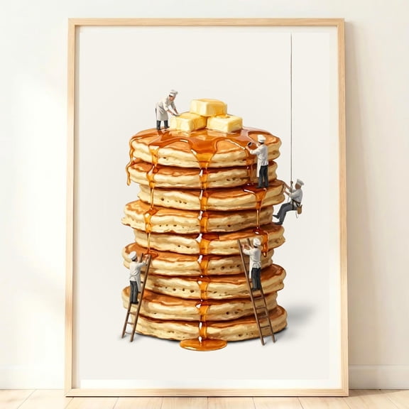 Pancake Stack Wall Art, Unframed Paper Poster 8x10in