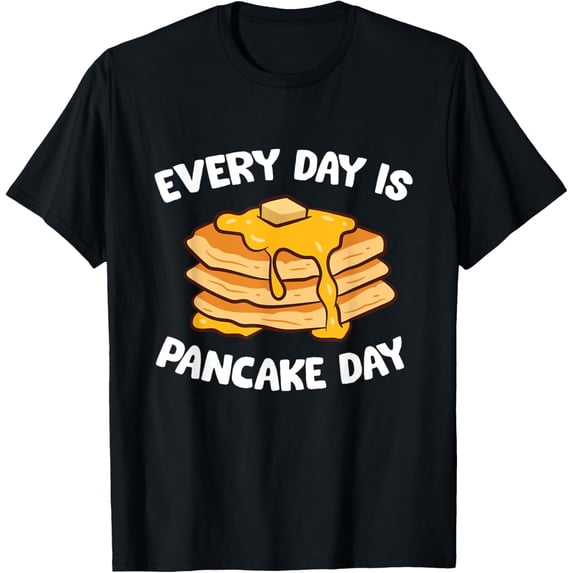 Pancake T-Shirt - Unisex Adults, Black, Short Sleeve, Small, Classic Fit, Cotton 65% Polyester 35%